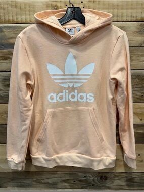 adidas Trefoil Pullover Hoodie in Peach